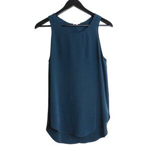 Aritzia Wilfred 100% Silk Teal Flowy Crepe Tank Top Blouse Size Small